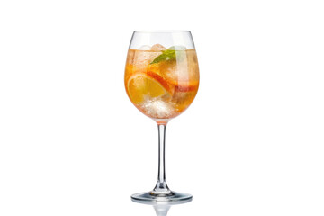 Refreshing summer cocktail with citrus fruits and ice served in a tall glass for a cheerful gathering, cut out