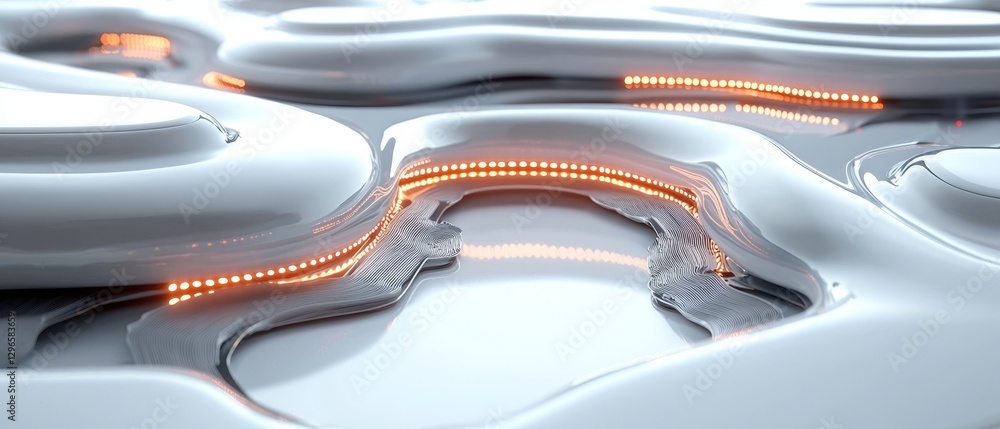 Poster a futuristic abstract design with smooth, flowing lines and illuminated accents, creating a captivat