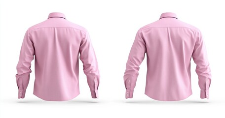 Two Back Views of a Light Pink Dress Shirt on a White Background
