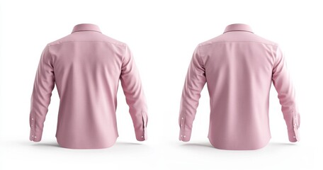 Front and Back View of a Light Pink Long Sleeve Dress Shirt