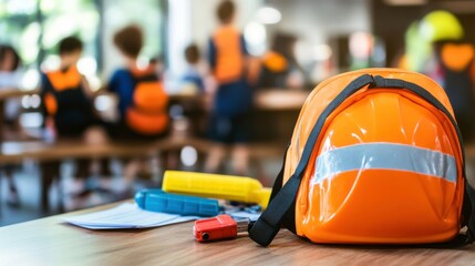 Fototapeta premium Emergency Safety Drill Equipment in Bright Environment