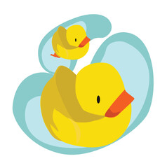 cute duck cartoon illustration, flat illustration mascot duck icon