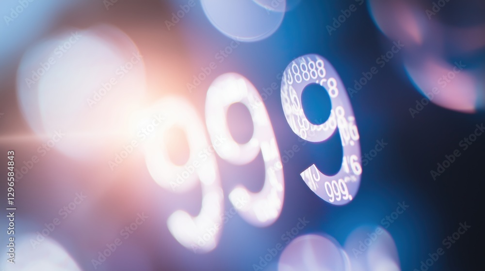 Poster exploring abstract energy fields with floating numbers that create a dynamic and vibrant visual expe