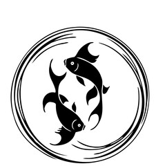 Pisces zodiac silhouette on a white background