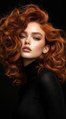 Naklejka premium A woman with red hair and a black dress