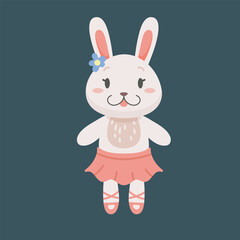 Obraz premium cute girl bunny character in flat vector design