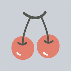 cute simple cherry fruit in flat vector design