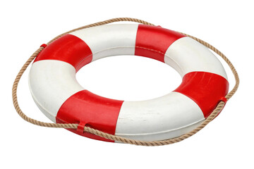 Lifesaver buoy used for safety by the water during summer months for various aquatic activities and emergencies, cut out