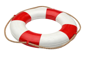Lifesaver buoy used for safety by the water during summer months for various aquatic activities and emergencies, cut out