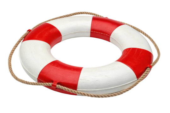 Lifesaver buoy used for safety by the water during summer months for various aquatic activities and emergencies, cut out