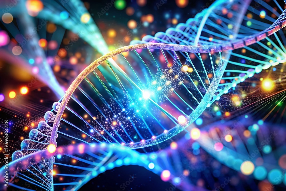 Aufkleber macro dna helix: futuristic digital screen background for print & web design