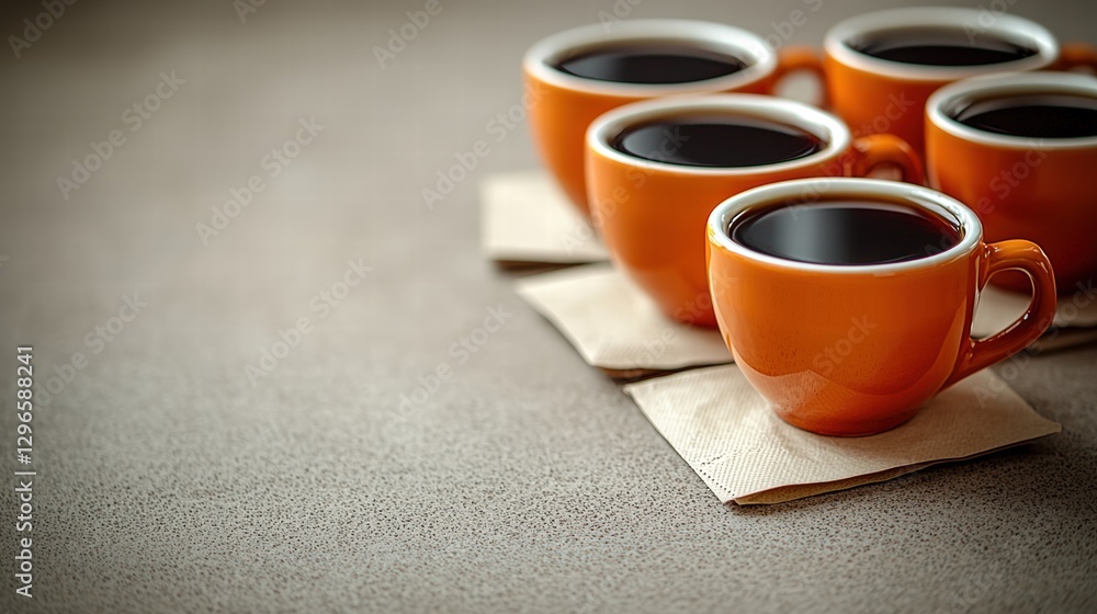 Poster set of four elegant cups arranged neatly on a table with a simple and stylish presentation