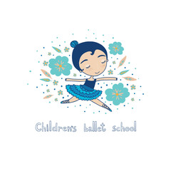 Children's Ballet School Cute Ballerina Illustration