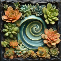 Succulents in a Decorative Spiral Arrangement