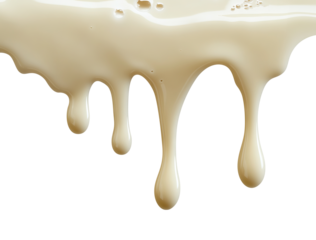 Delicious milk dripping, isolated on transparent cutout background