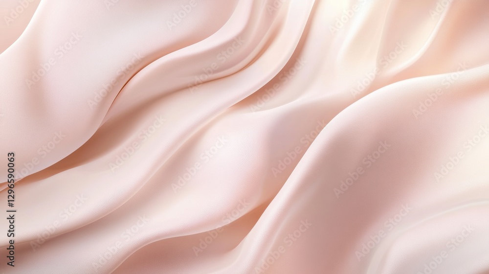 Poster soft flowing fabric in gentle pink hue featuring delicate waves and textures. generative ai