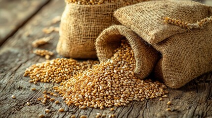 A variety of grains displayed on a rustic surface illustrating nutritional value and culinary uses