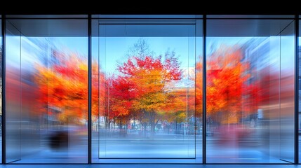 Lively city street captured in motion with a bus passing by and vibrant urban life all around
