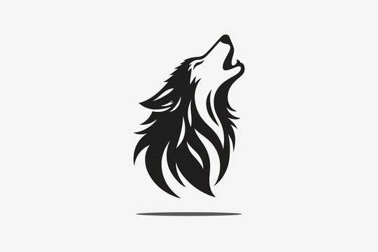 silhouette of majestic wolf howling