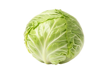 Fototapeta premium Fresh green cabbage for culinary uses in salads, soups, and stir-fries with vibrant texture and color ready for meal preparation, cut out