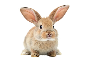 Obraz premium Cute fluffy rabbit sitting quietly on a clean surface in a bright, well-lit environment showcasing its adorable features, cut out