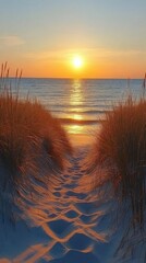Sunset Beach Path: Golden Hour Coastal Serenity