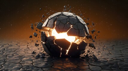 A dark sphere cracking open to reveal a glowing core.