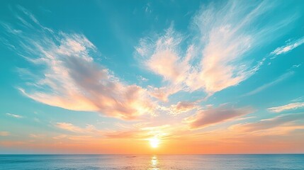 Obraz premium Stunning and beautiful sunset over the ocean with vibrant colors painting the sky beautifully