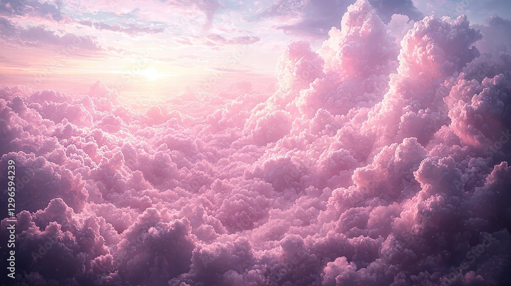 Poster vibrant sky with soft clouds and a bright sun creating an inviting and warm atmosphere above