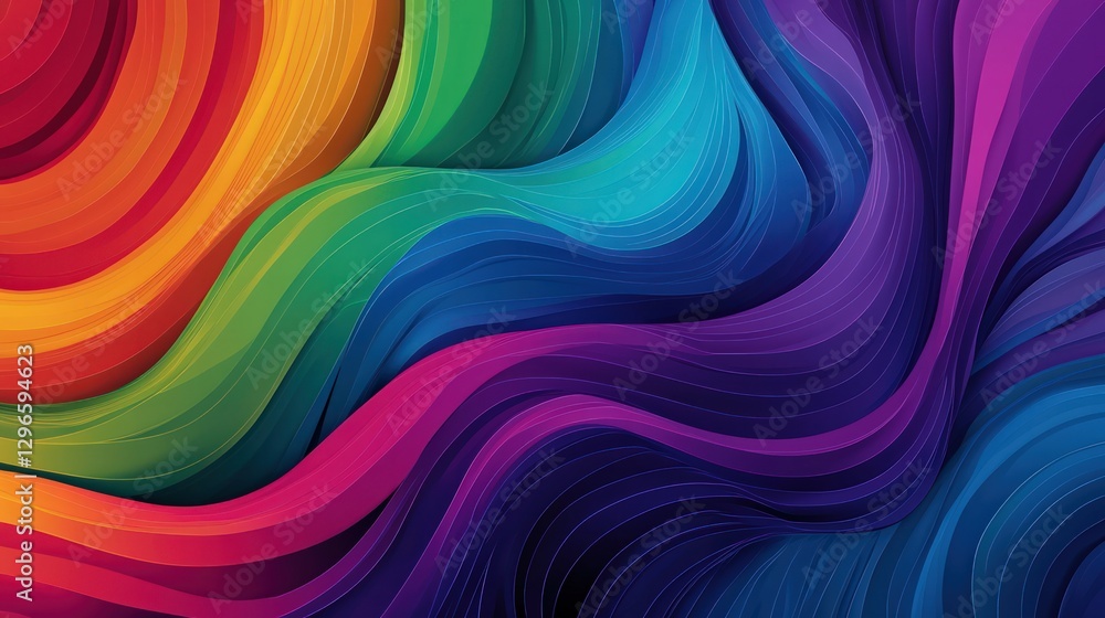 Poster colorful abstract swirls and gradient waves with vibrant hues and smooth texture