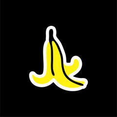 Fun Cartoon Banana Peel Vector Illustration. A playful vector illustration of a bright yellow banana peel in a bold, modern style. Perfect for humorous designs, warning signs, pop art, stickers, and c