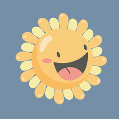 smile sun character in flat vector design.