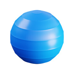 3D rendering of a blue Swiss ball with segmented texture.