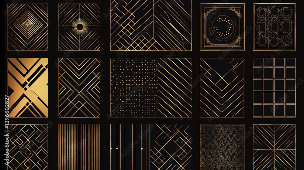 Poster A set of golden lines forming an elegant minimalist pattern