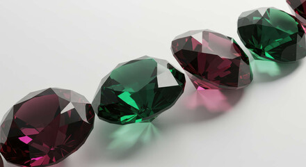 Sparkling Green and Purple Gemstones Luxury Jewelry Collection Close up Shot