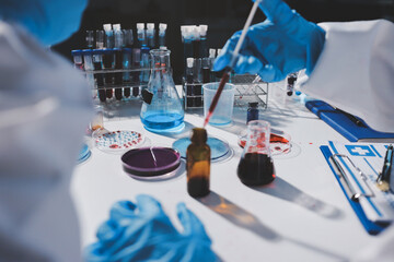 Researchers working in the clinical laboratory