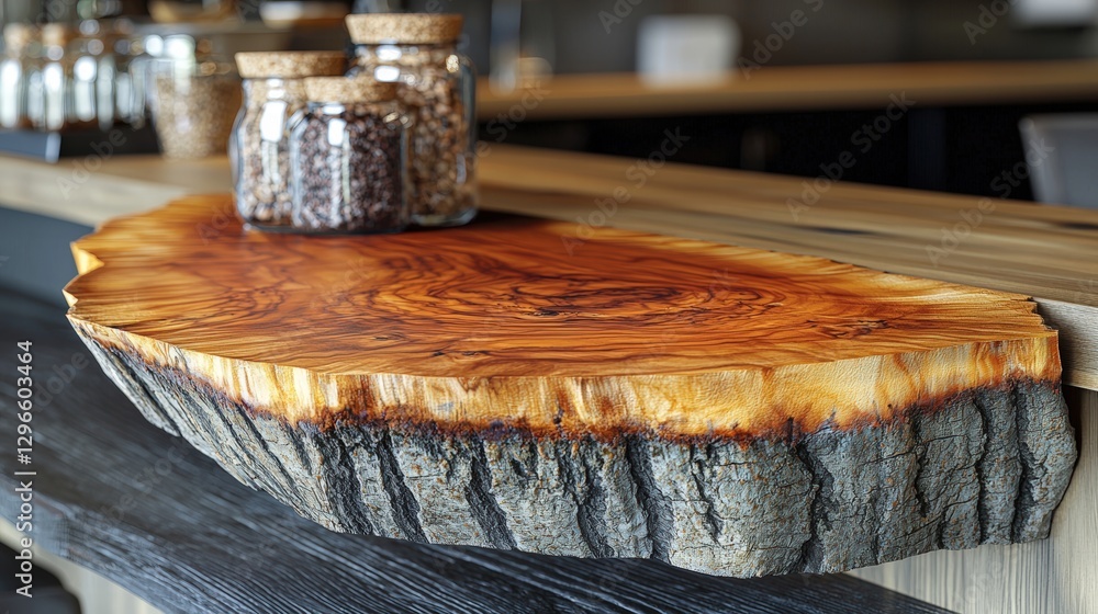 Aufkleber rustic wooden table decorated with a jar of healthy nuts creating a warm and inviting atmosphere