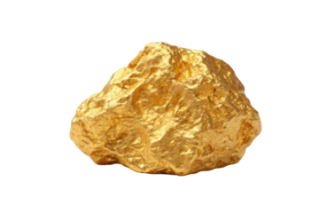 Golden rock representing wealth and prosperity for decorative arts and educational purposes, cut out