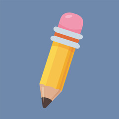 yellow pencil in flat vector design.