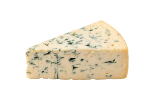Enjoying a piece of blue cheese for a gourmet food experience and pairing with wine or fruits, cut out