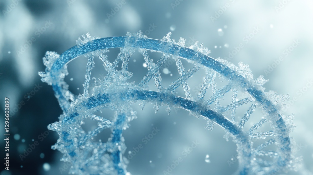 Poster frosted dna helix rendering on blurred backdrop
