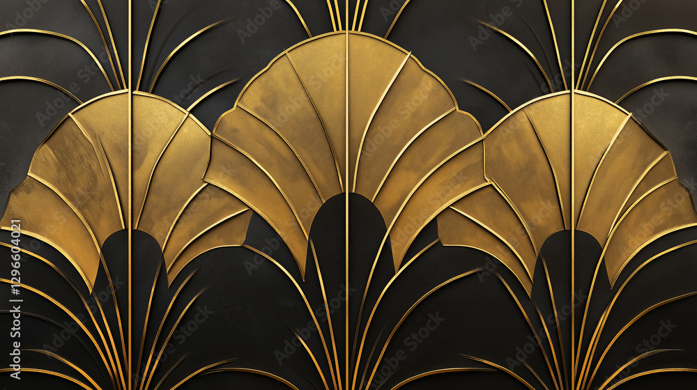 Poster A set of golden lines forming an elegant minimalist pattern.