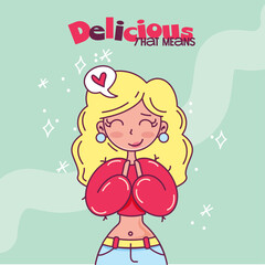 Cute girl illustration "Delicious feelings"