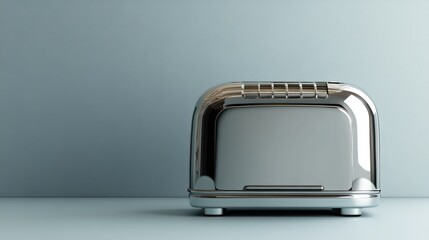 Chrome toaster on counter, plain wall