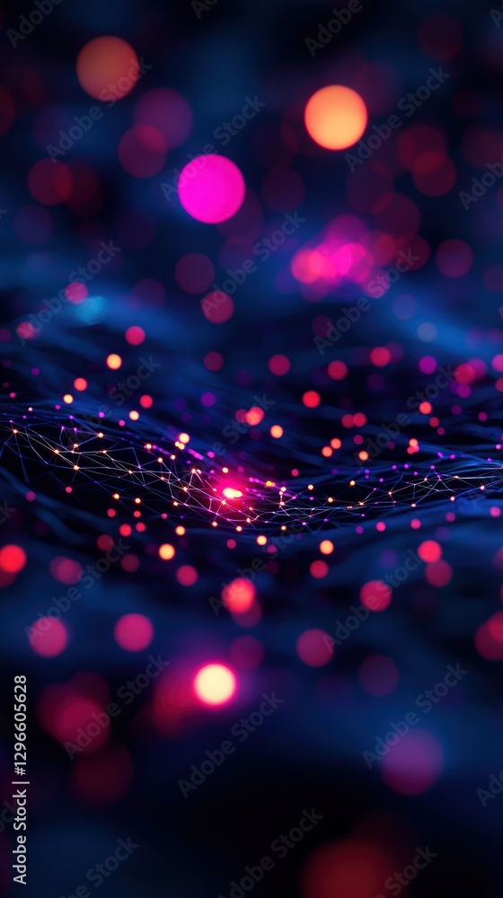 Poster mesmerizing abstract digital background with colorful bokeh lights in a fluid pattern
