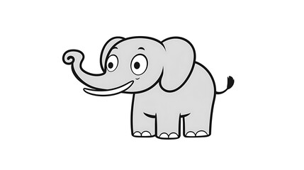 Obraz premium Cute cartoon elephant, cheerful expression, simple design, kids illustration, use for children's books or educational materials