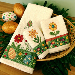 easter towel with easter eggs