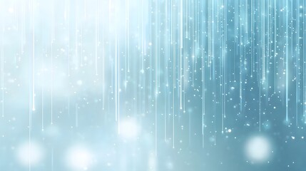 Abstract blue background showing light lines and sparkling particles falling