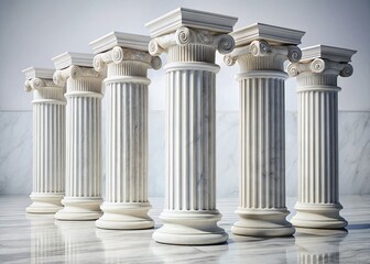 Majestic Greek Ionic Columns: 3D Render of Classic Marble Architecture
