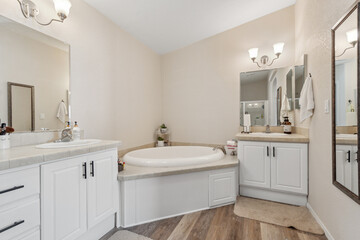 an interior view of a home bathroom 